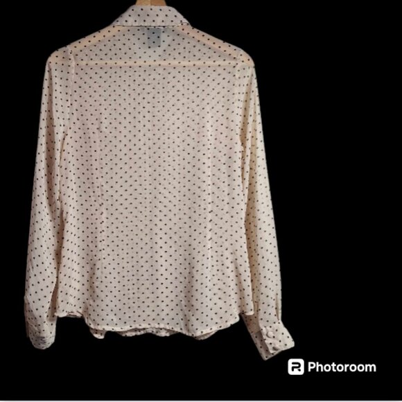 BCBG Maxazria Sheer Pleated Long Sleeve Blouse Size Large - Picture 6 of 9